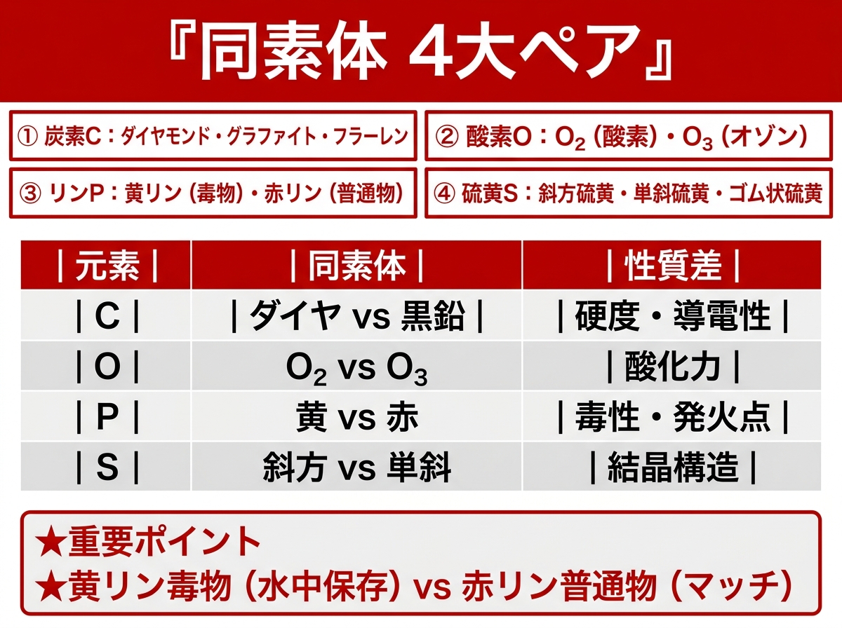 炭素・酸素・硫黄・リンの4大同素体