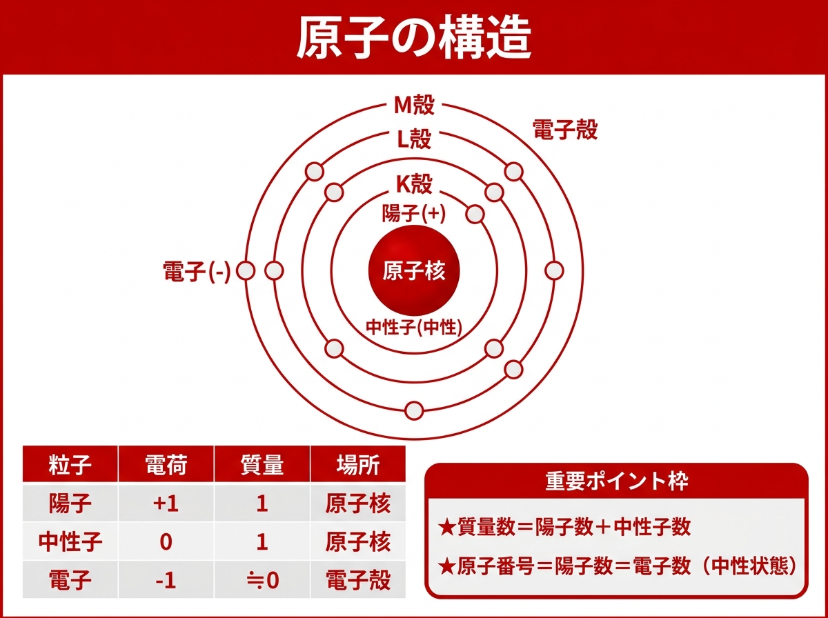 炭素原子のボーアモデル（陽子6・中性子6・電子6）