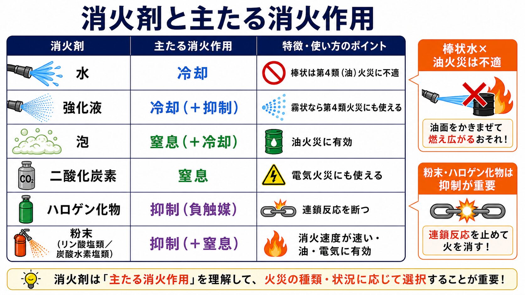 3. 消火剤と主たる消火作用