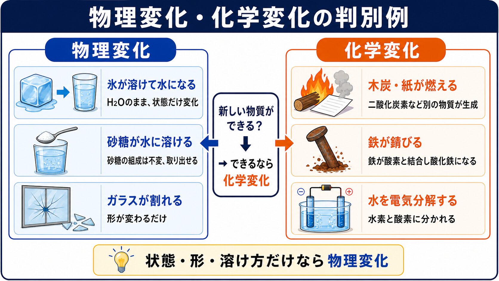 3. 物理変化・化学変化の判別例