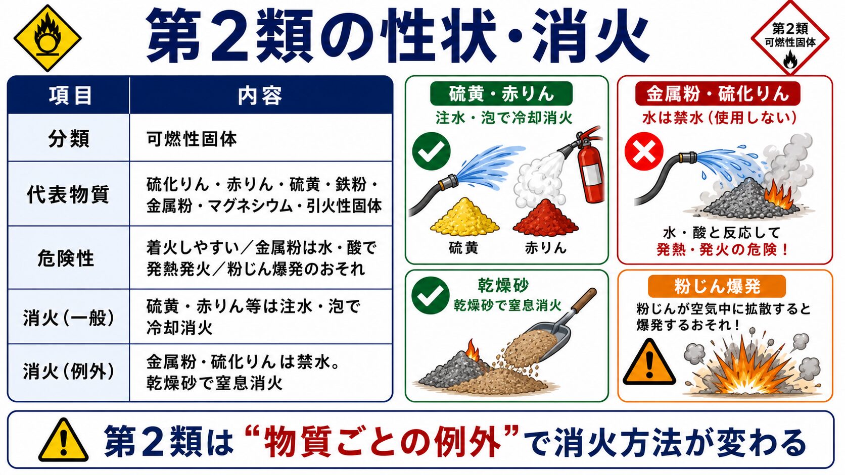 3. 第2類の性状・消火（性質→消火）
