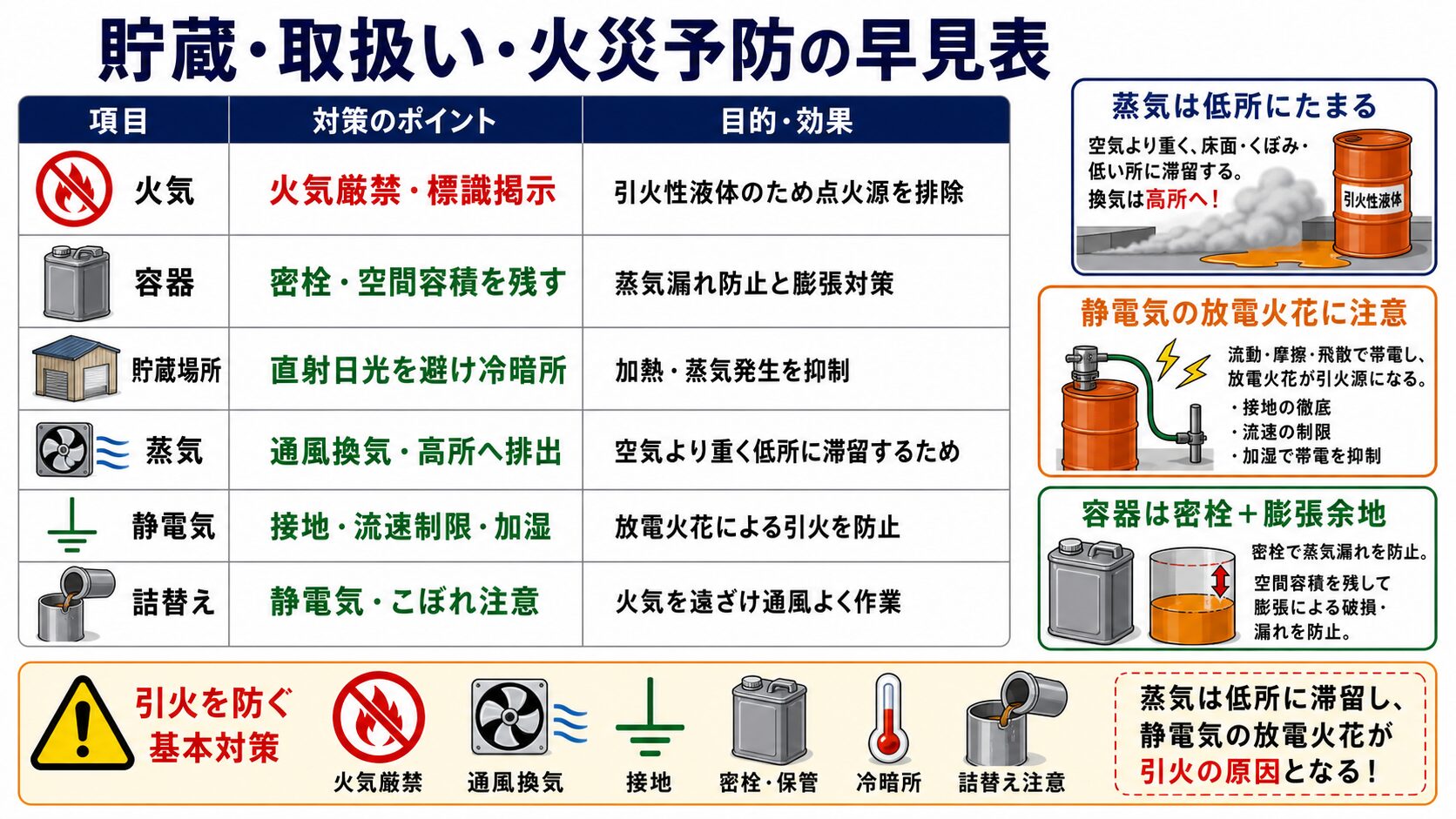 4. 貯蔵・取扱い・火災予防の早見表
