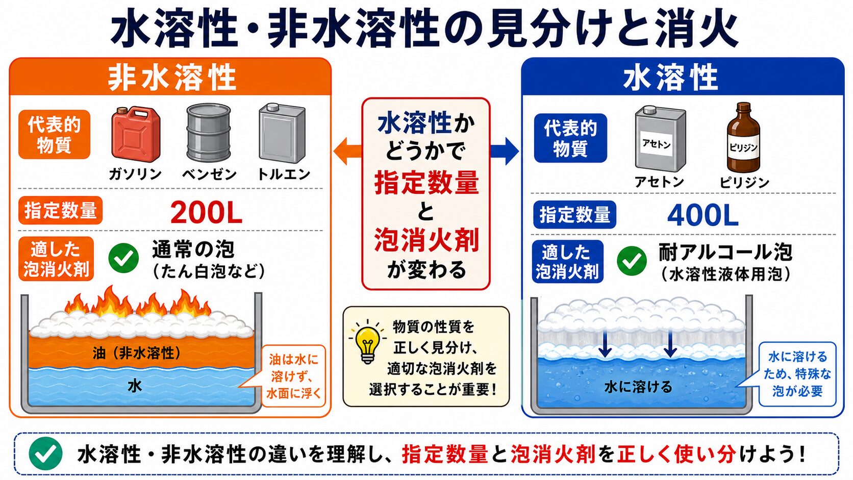 3. 水溶性・非水溶性の見分けと消火