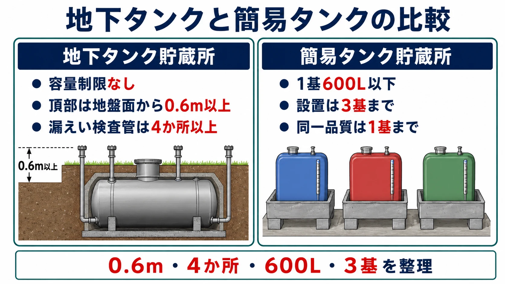 地下タンク貯蔵所と簡易タンク貯蔵所の比較