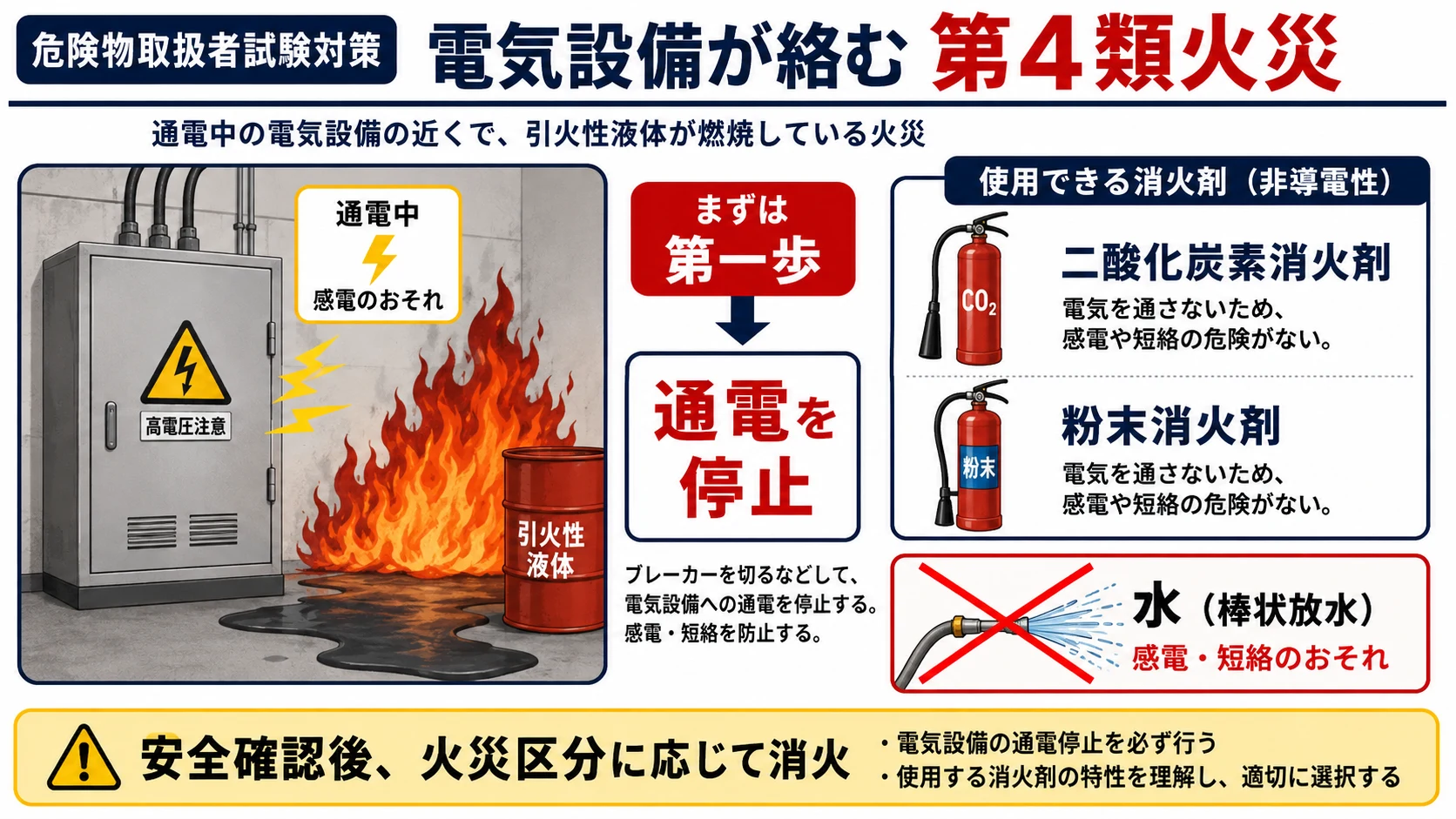 電気設備が絡む第4類火災の消火