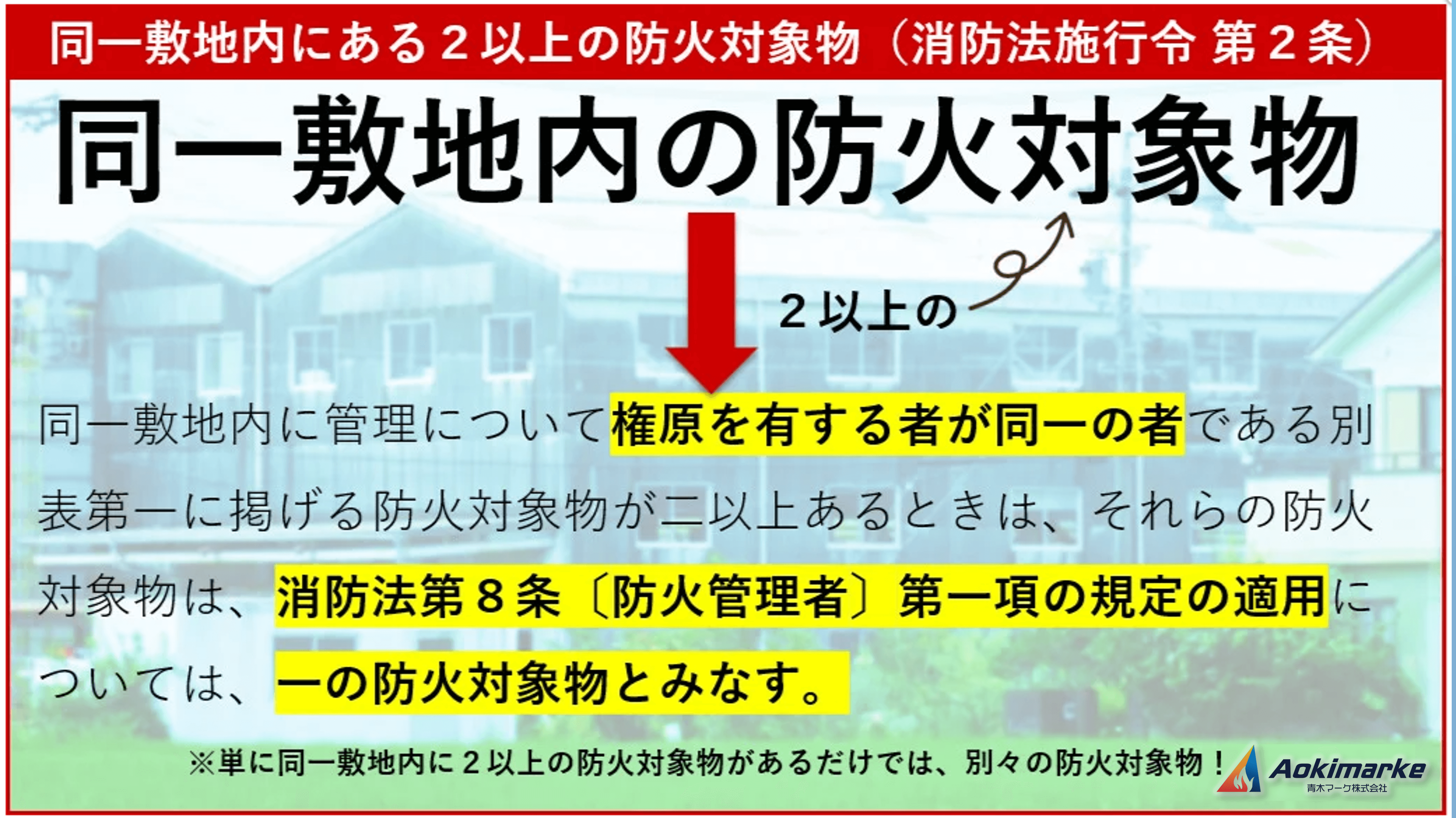 法令共通④：防火対象物に関する基準｜令8区画・令9条かっこ書き 