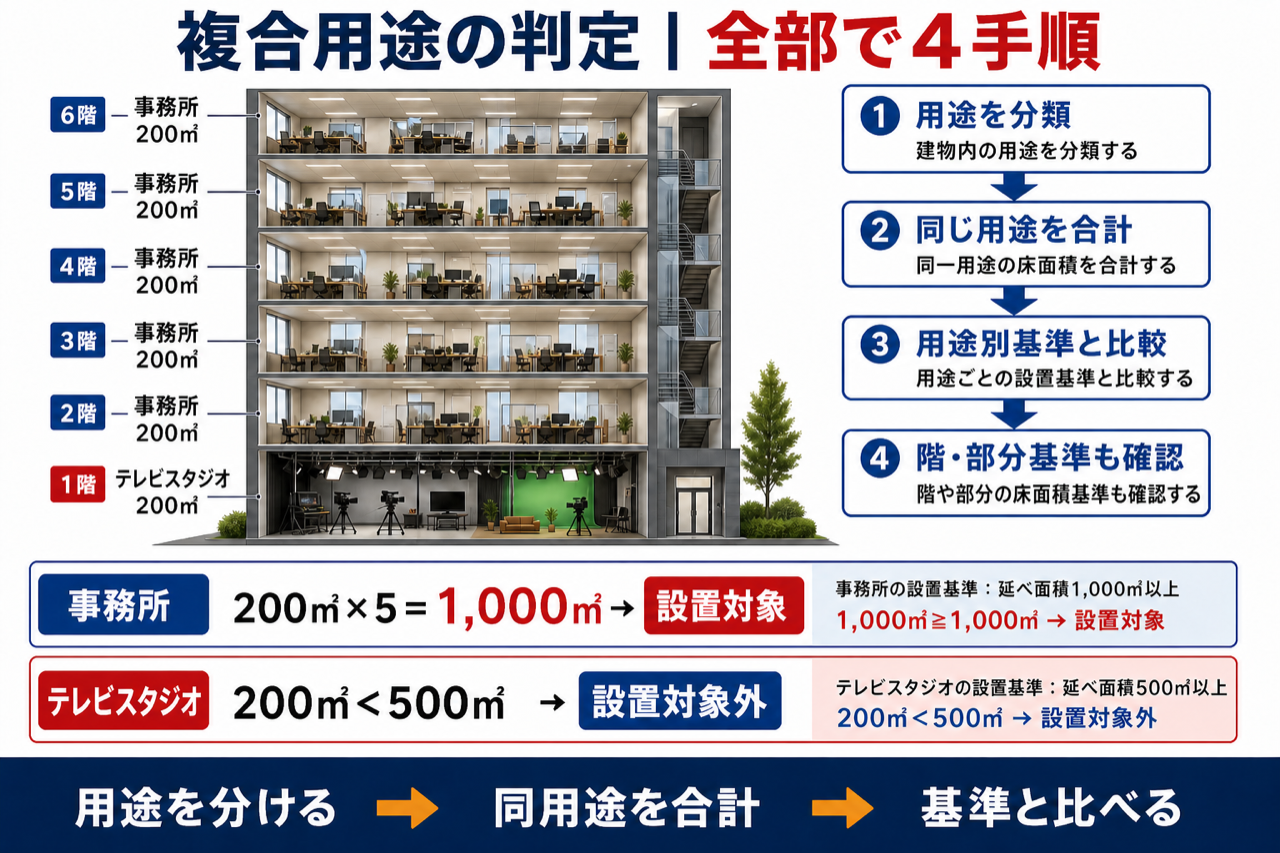 複合用途防火対象物の判定4手順