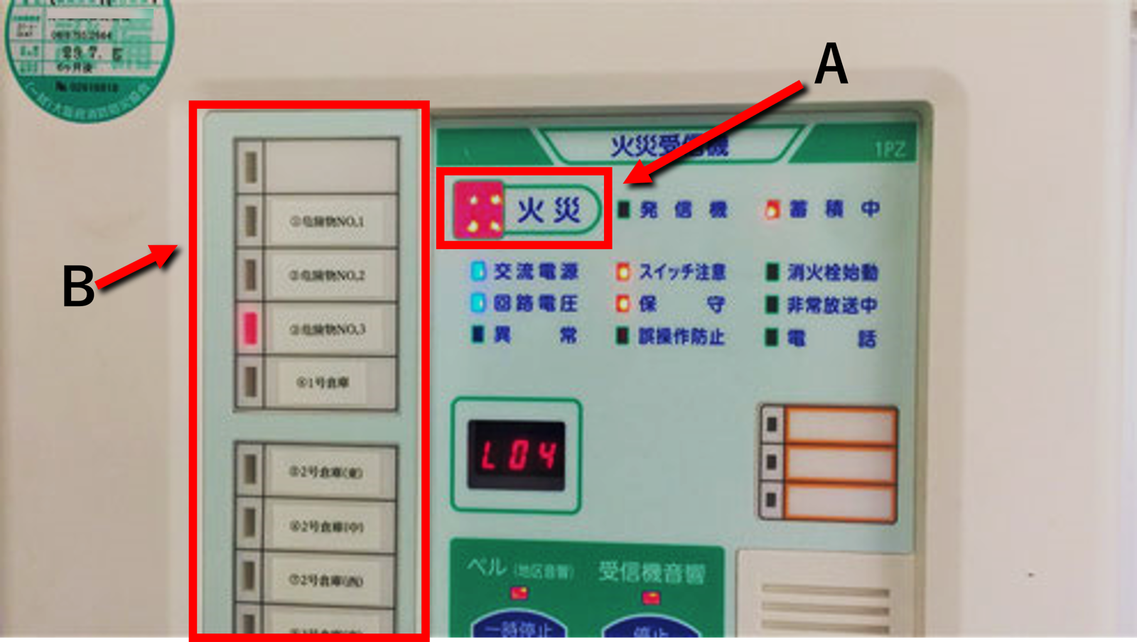 試験操作中の受信機表示部を示す問題写真