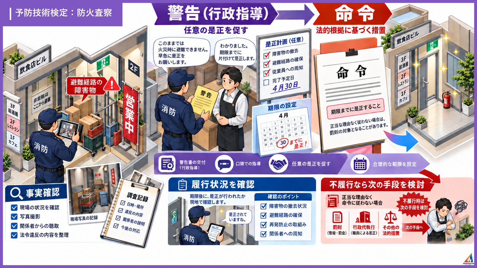 防火査察 警告と命令の違い