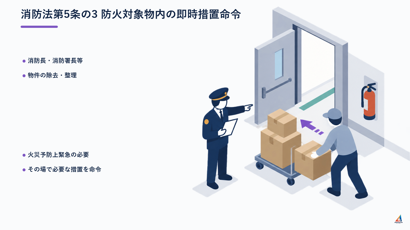 消防法第5条の3 防火対象物内の即時措置命令
