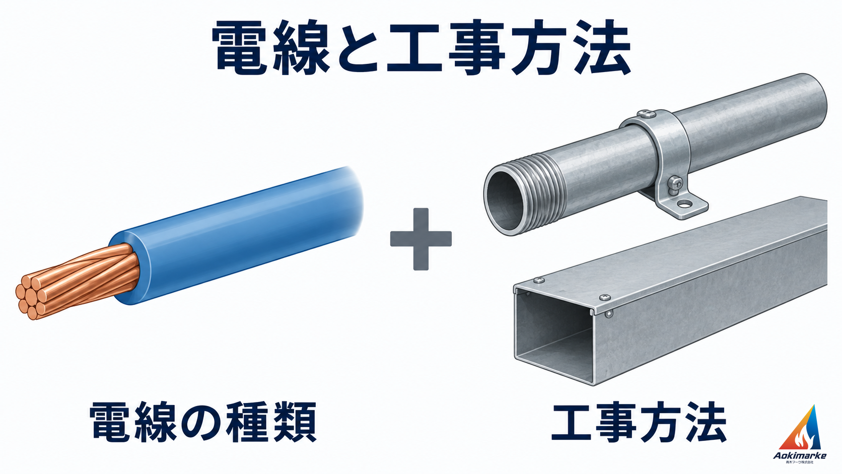 電線と工事用の管・ダクトを離して示す中立概念図